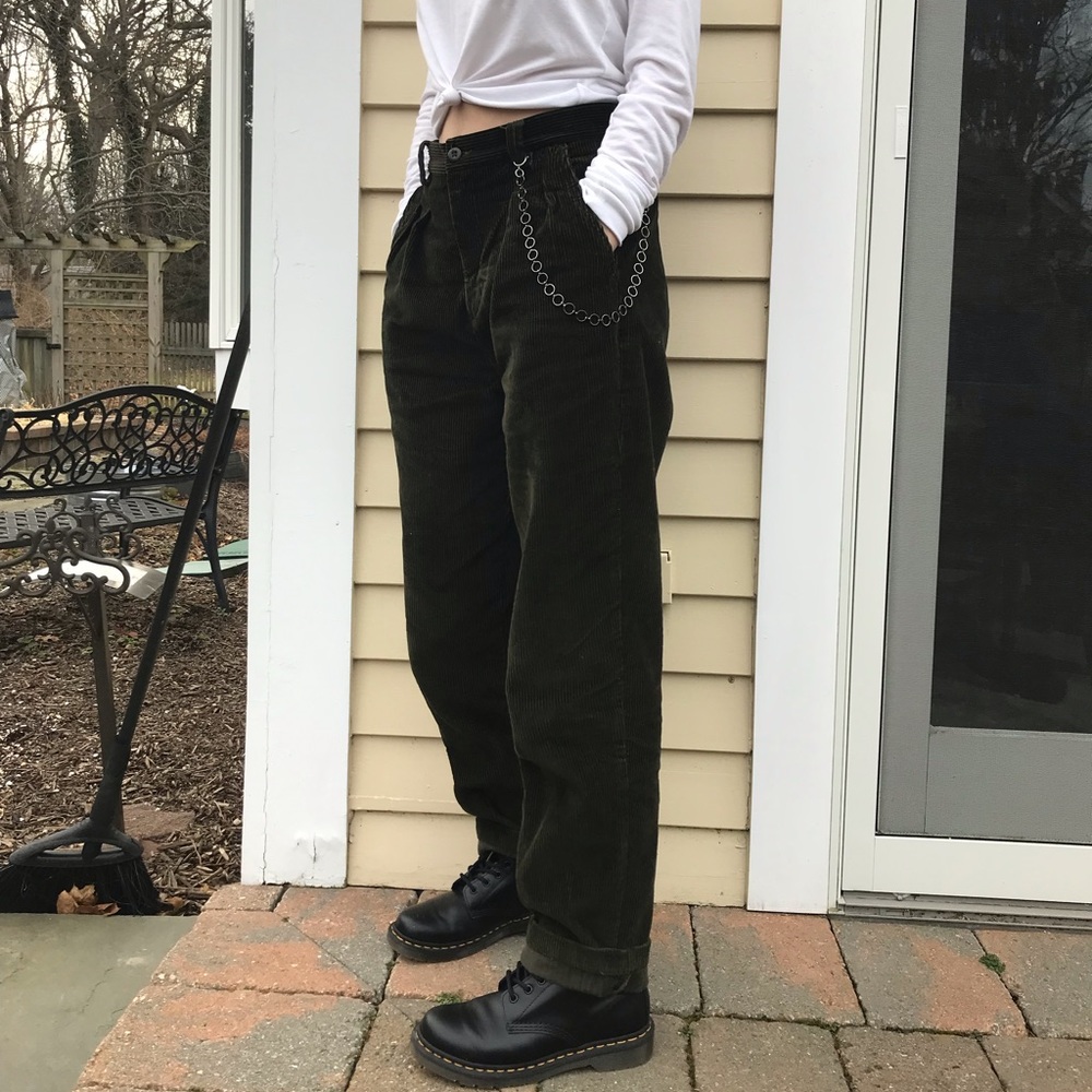 Green corduroy pants